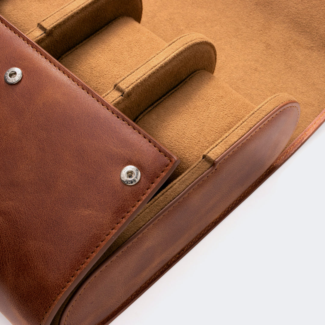 8'li Deri Saat Kutusu - Tobacco - Watch Roll