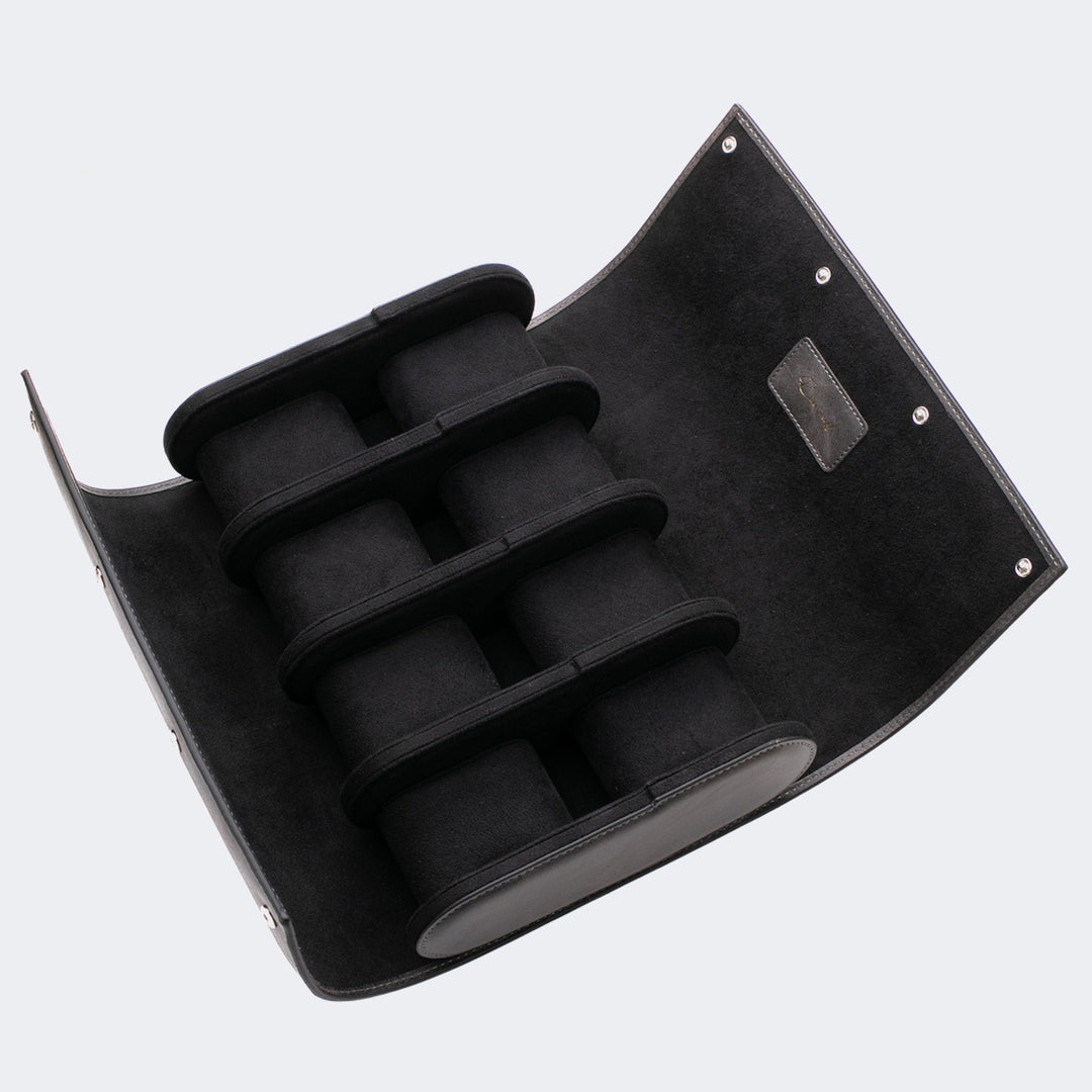 8'li Deri Saat Kutusu - Antrasit - Watch Roll