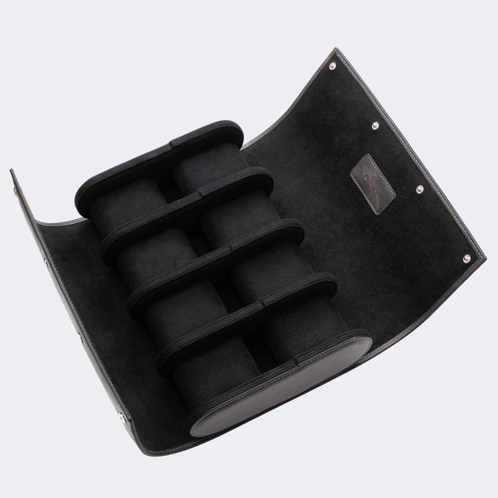 8'li Deri Saat Kutusu - Antrasit - Watch Roll