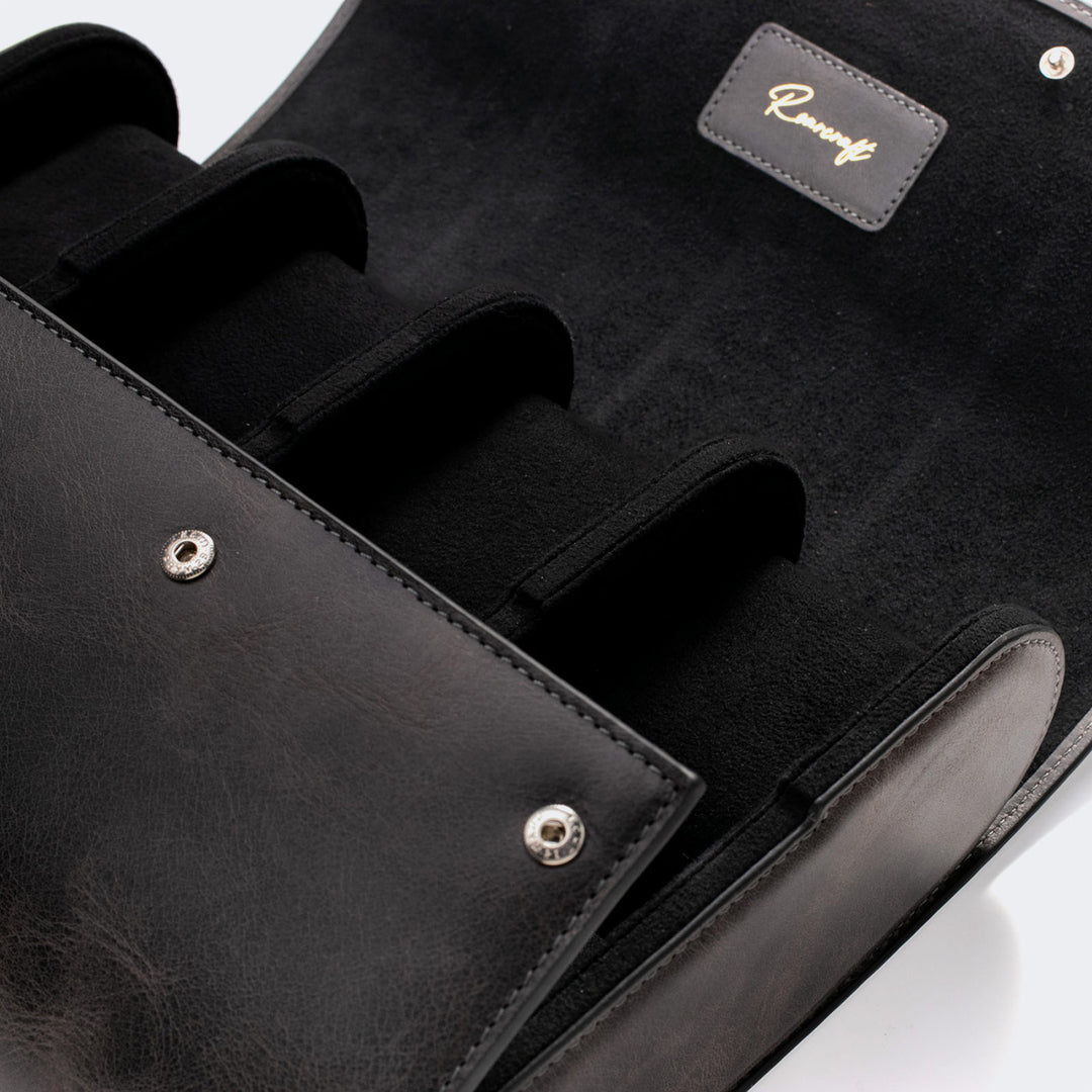 8'li Deri Saat Kutusu - Antrasit - Watch Roll