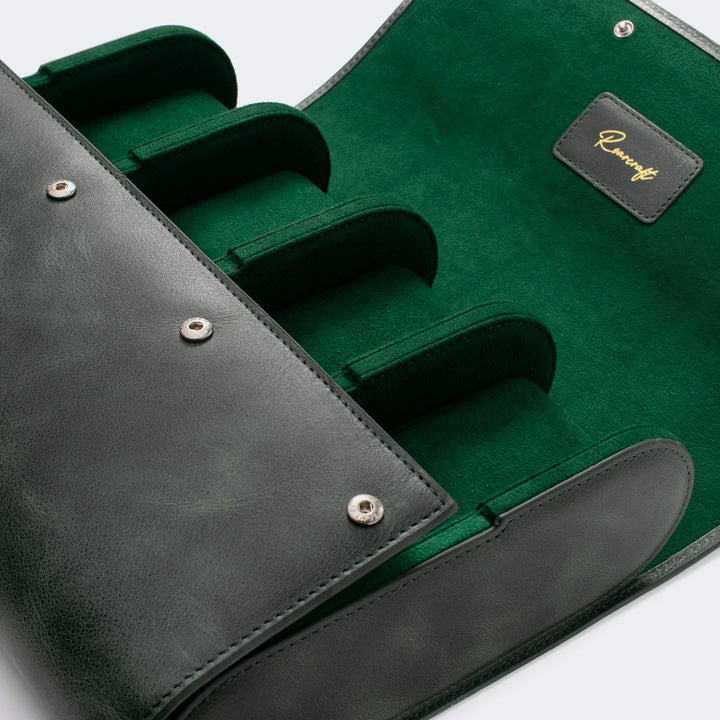 8'li Deri Saat Kutusu - Zümrüt Yeşil - Watch Roll