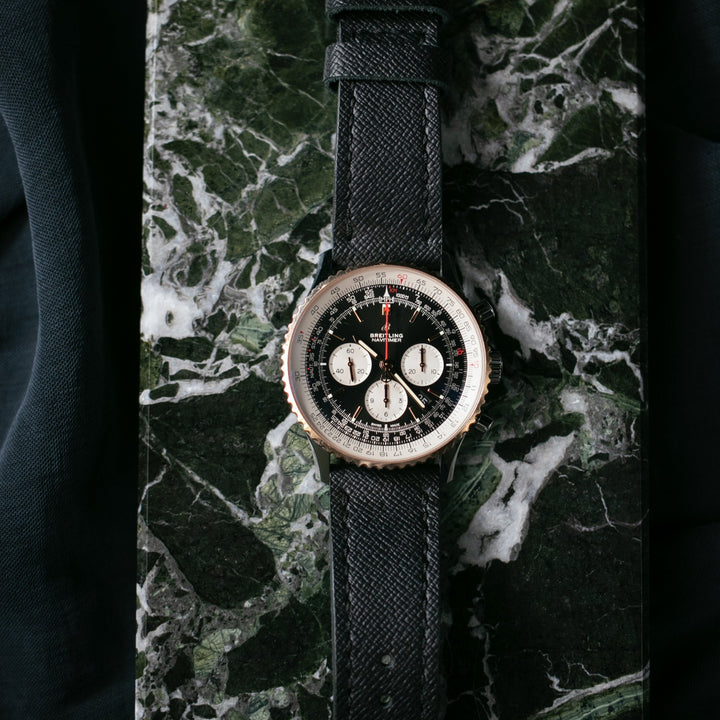 Saffiano Piyano Siyah Deri Saat Kayışı