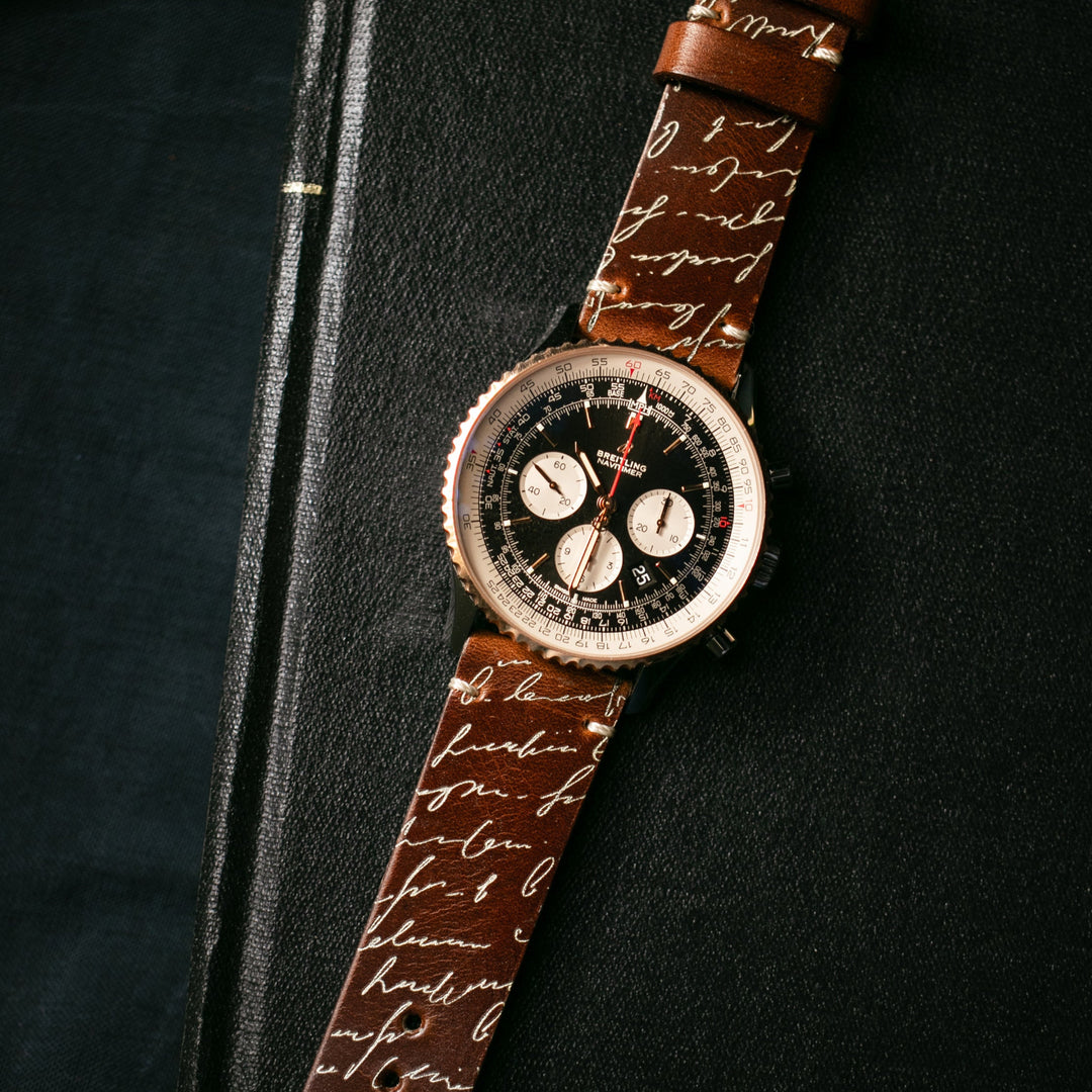 Scritto White - Tek Kat Deri Apple Watch Kordon - Antik Kahve