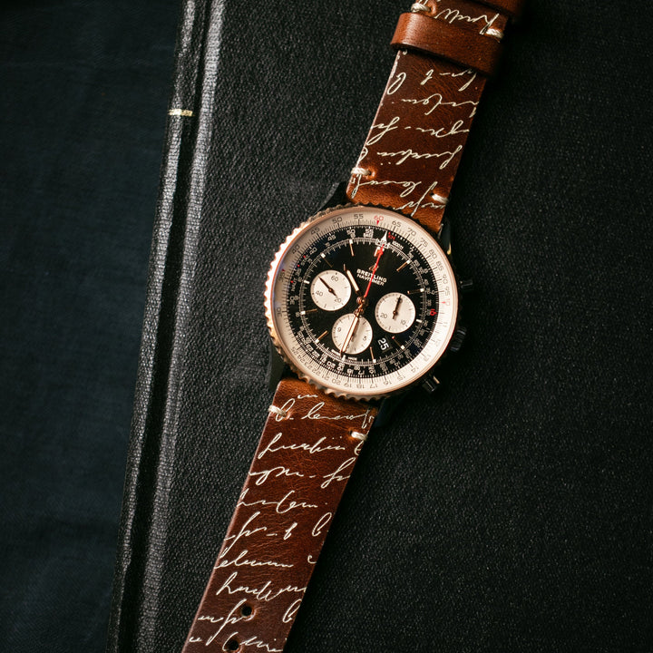 Scritto White - Tek Kat Deri Apple Watch Kordon - Antik Kahve