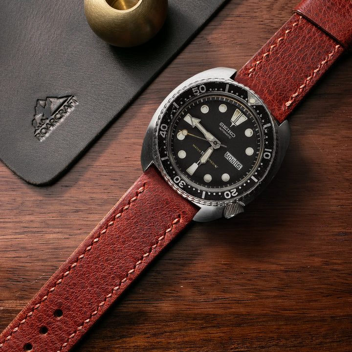 Çift Katlı Deri Saat Kayışı - Burgundy