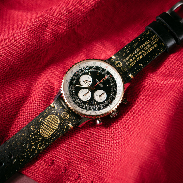 Gold Moon - Tek Kat Deri Saat Kayışı - Siyah - Leather Strap