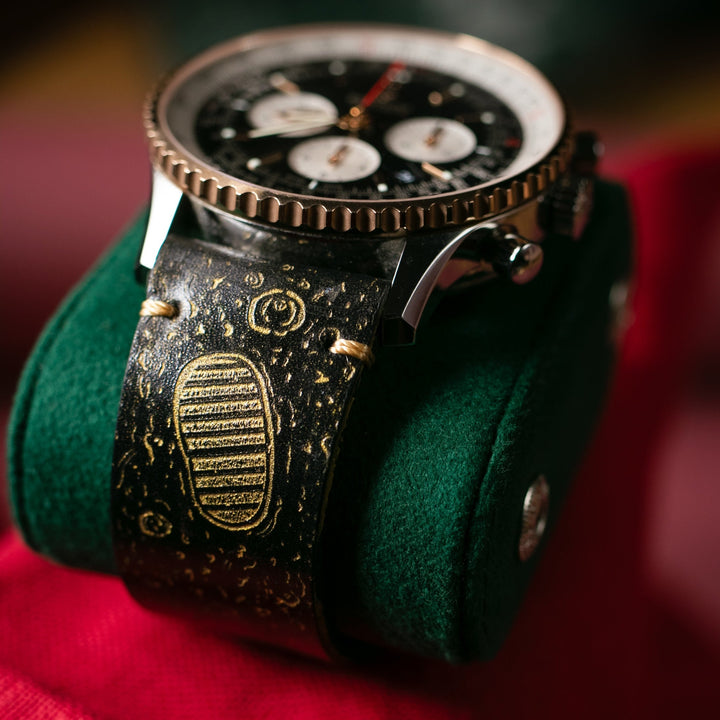 Gold Moon - Tek Kat Deri Saat Kayışı - Siyah - Leather Strap