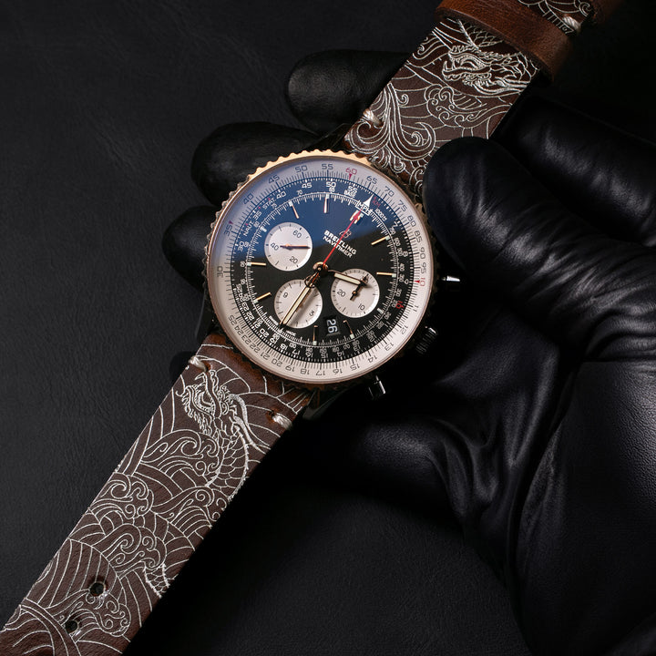 Dragon - Tek Kat Deri Saat Kayışı - Antik Kahve - Leather Strap