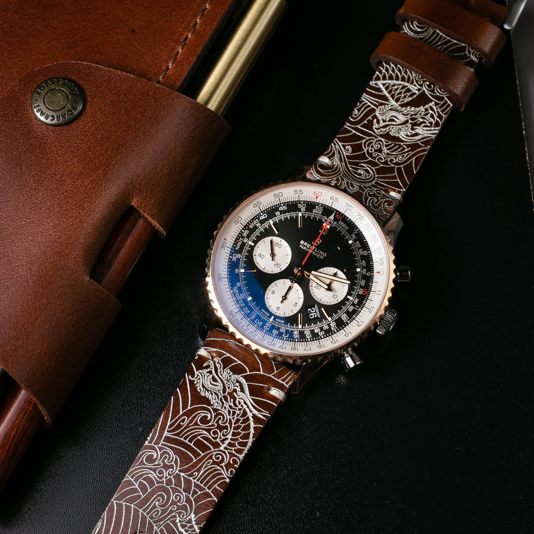 Dragon - Tek Kat Deri Saat Kayışı - Antik Kahve