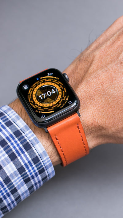 VegTan Deri Apple Watch Kayışı - Orange - Roarcraft TR