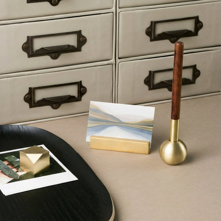 Hediyelik Ahşap Kutulu Pirinç Masaüstü 4'lü Set