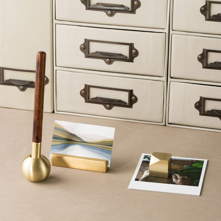 Hediyelik Ahşap Kutulu Pirinç Masaüstü 4'lü Set