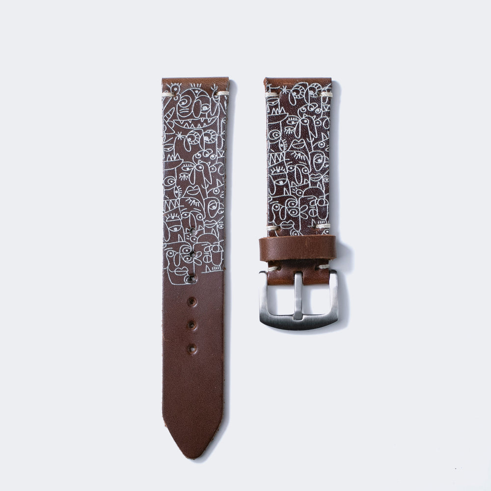 Faces - Tek Kat Deri Saat Kayışı - Antik Kahve - Leather Strap