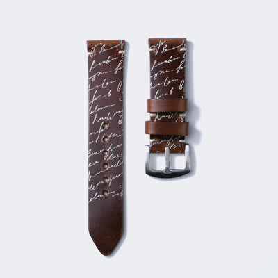 Scritto White - Tek Kat Deri Saat Kayışı - Antik Kahve - Leather Strap