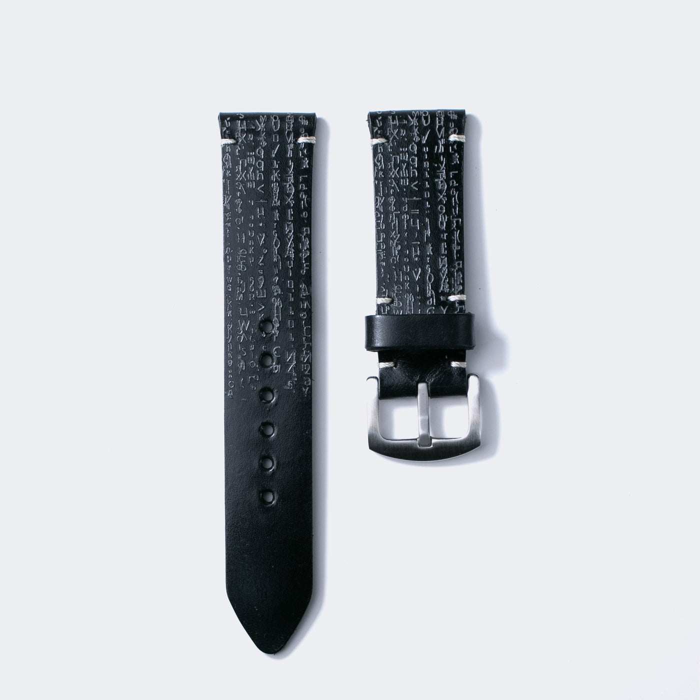 Matrix Fosforlu - Tek Kat Deri Saat Kayışı - Siyah - Leather Strap