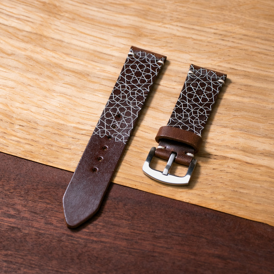 Stars - Tek Kat Deri Saat Kayışı - Antik Kahve - Leather Strap