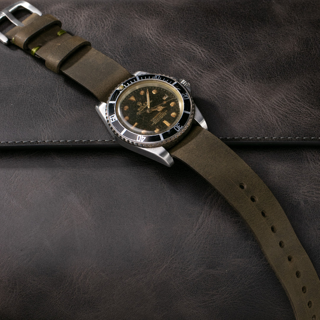 Military Deri Nato Kayış - Antik Yeşil