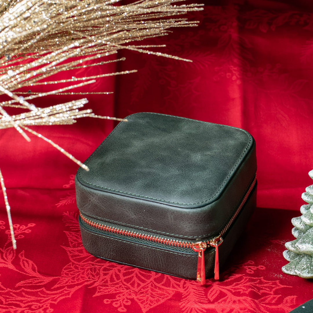 Deri Takı Kutusu - Zümrüt Yeşil