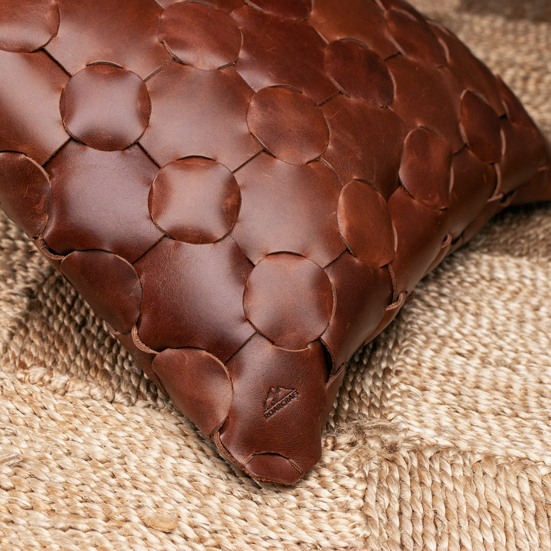 Örgü Deri Kırlent Yastık