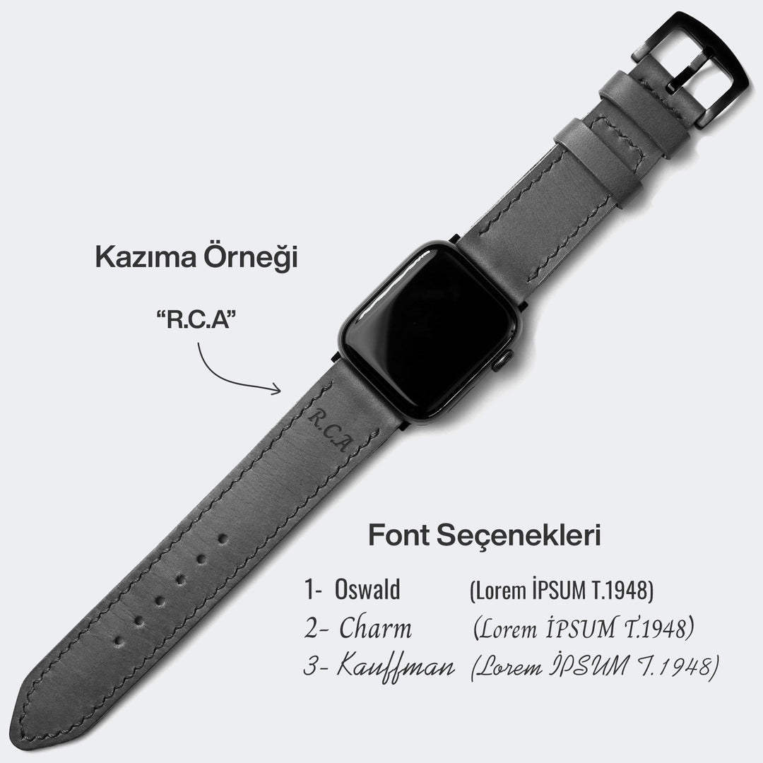 Çift Kat Deri Apple Watch Kayışı - Indigo Mavi - Roarcraft TR