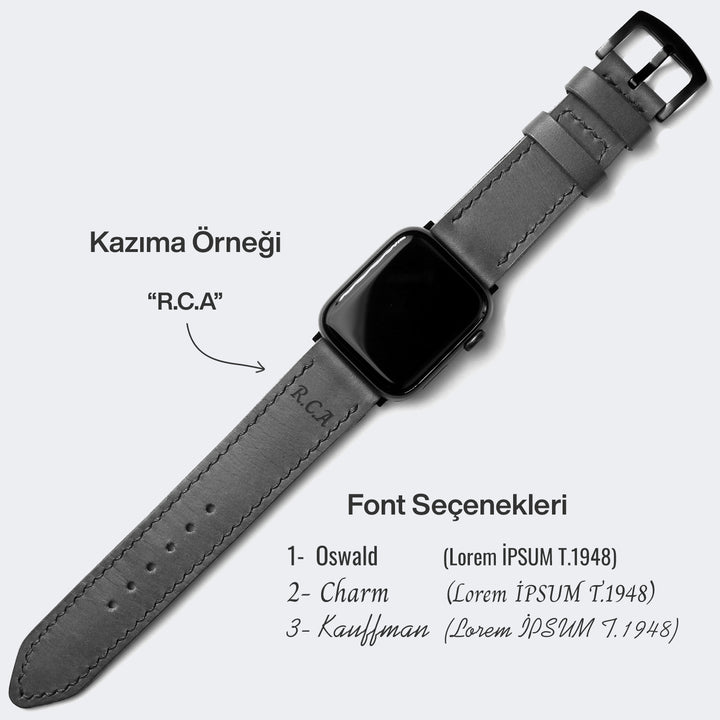 Çift Kat Deri Apple Watch Kayışı - Siyah - Roarcraft TR