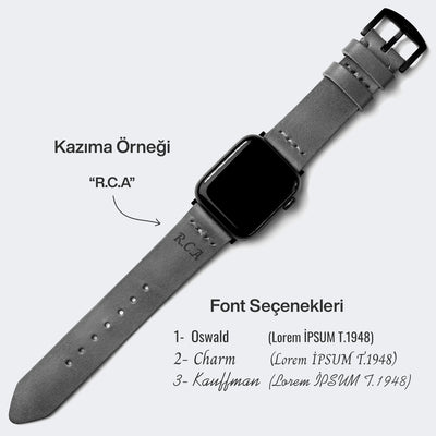 Tek Kat Deri Apple Watch Kordon - Orman Yeşili - Roarcraft TR