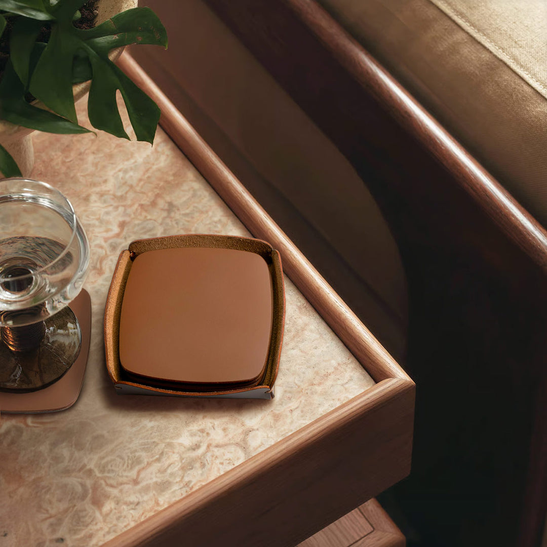 Deri Bardak Altlığı 5'li Set