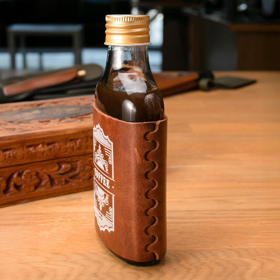 Deri Kaplı Cold Brew Kahve Şişesi