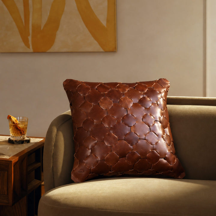 Örgü Deri Kırlent Yastık
