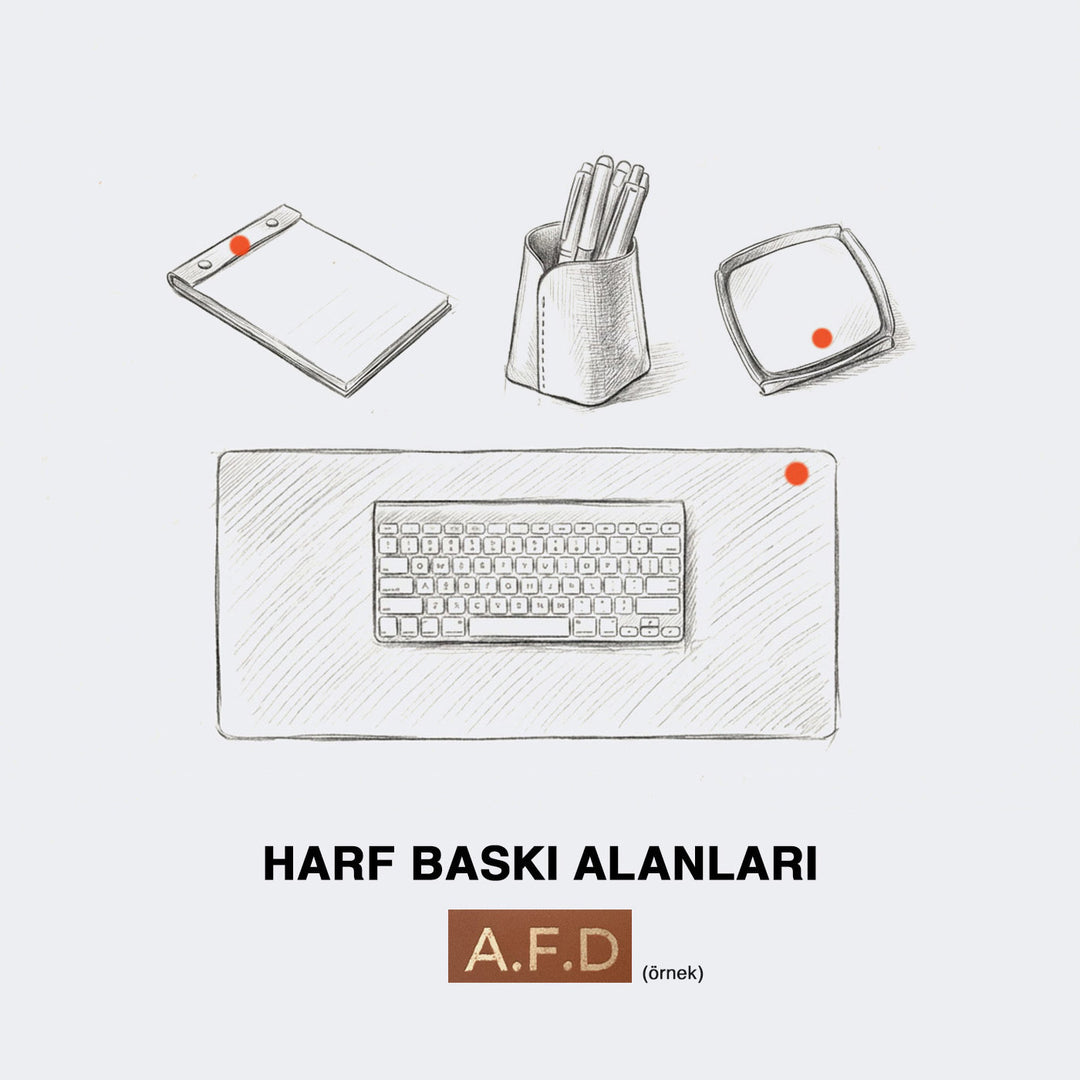 Yönetici Deri Ofis Seti, kişiselleştirme alanı ve isim baskısı seçenekleri
