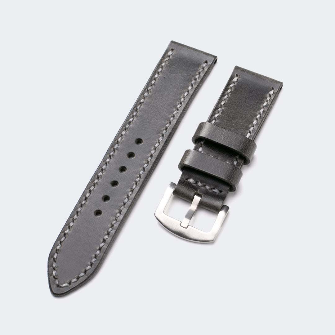 Çift Katlı Deri Saat Kayışı - Antik Gri