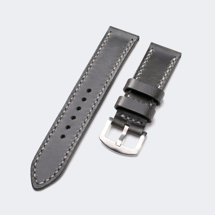 Çift Katlı Deri Saat Kayışı - Antik Gri