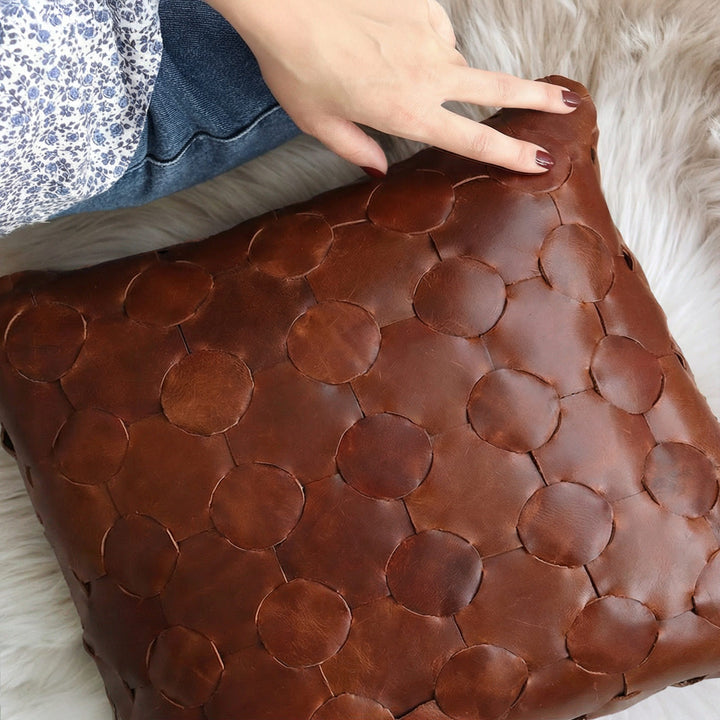 Örgü Deri Kırlent Yastık