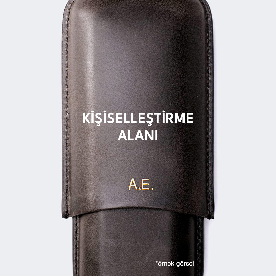 Üçlü Deri Puro Kılıfı - Antrasit