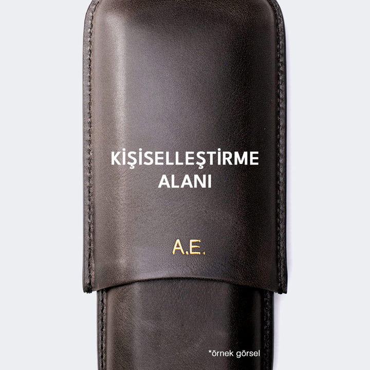 Üçlü Deri Puro Kılıfı - Antrasit