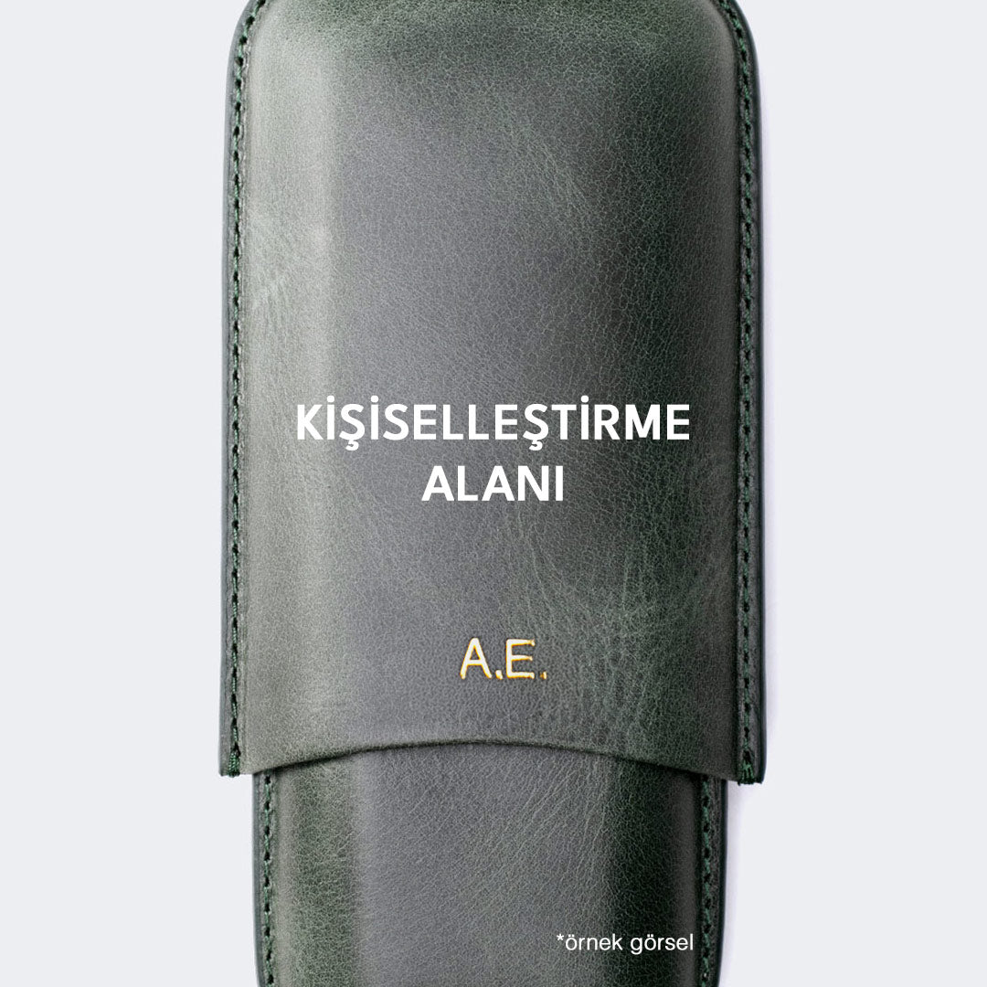 Üçlü Deri Puro Kılıfı - Yeşil