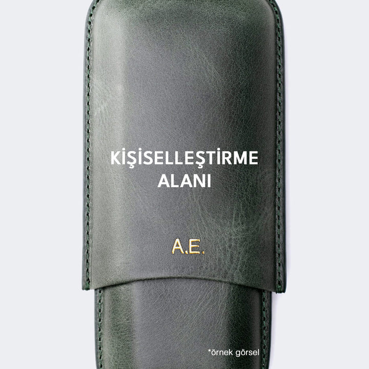 Üçlü Deri Puro Kılıfı - Yeşil