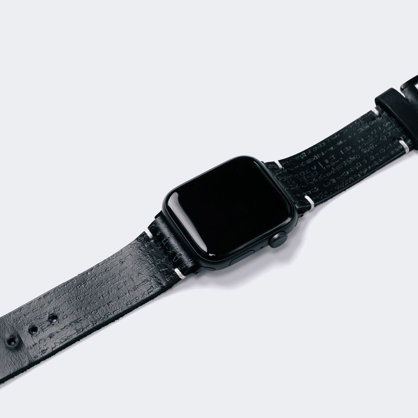 Matrix Fosforlu - Tek Kat Deri Apple Watch Kordon - Siyah - Leather Strap