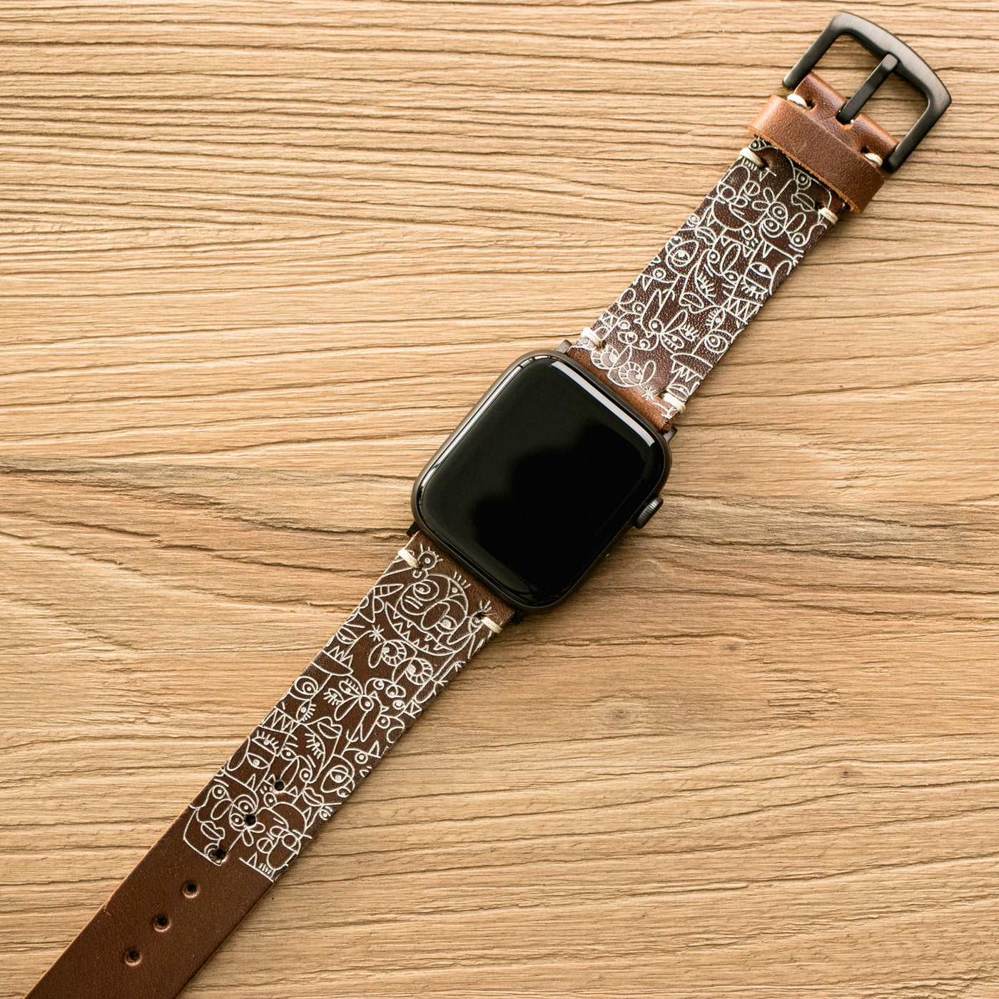 Faces - Tek Kat Deri Apple Watch Kordon - Antik Kahve - Leather Strap