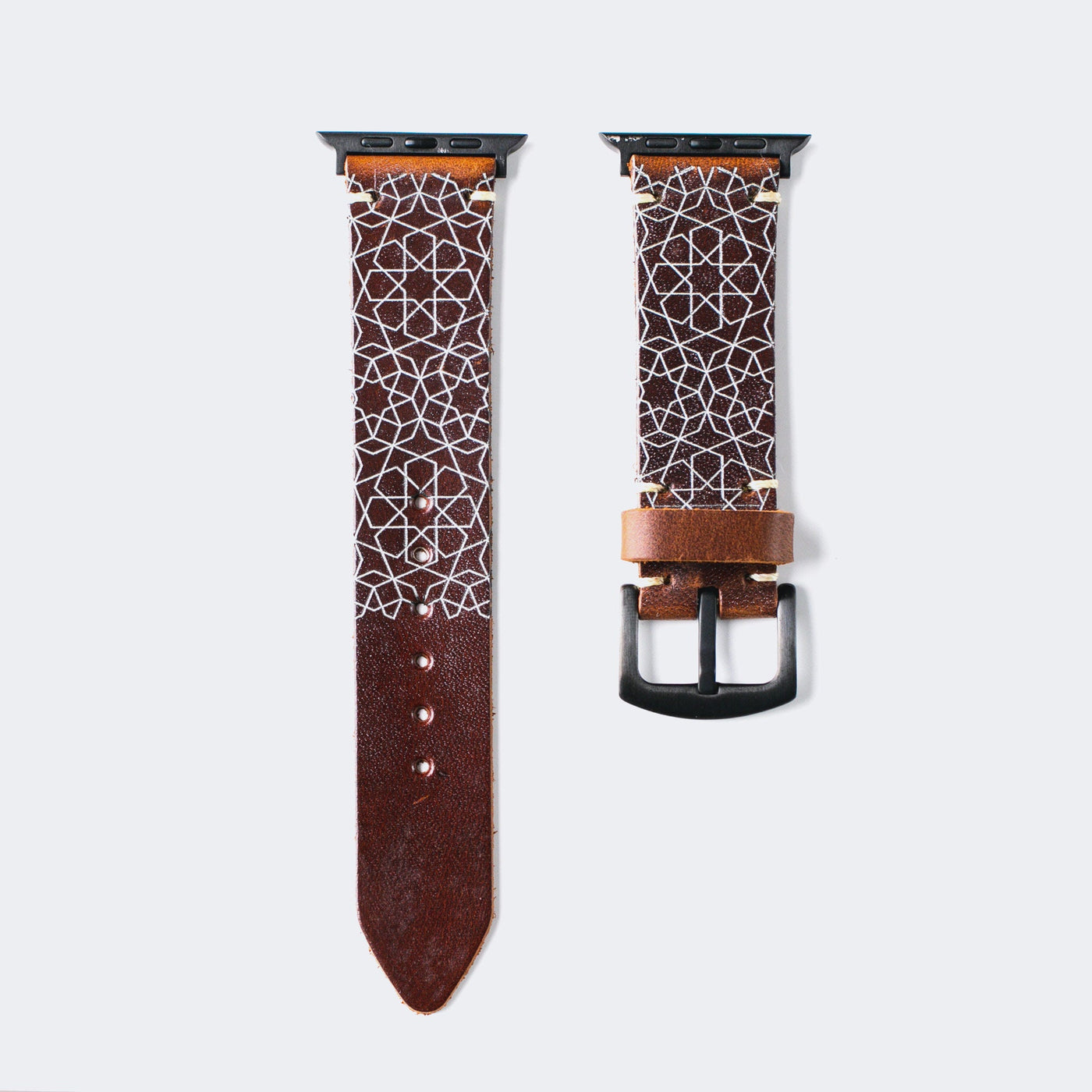 Stars - Tek Kat Deri Apple Watch Kordon - Antik Kahve - Leather Strap