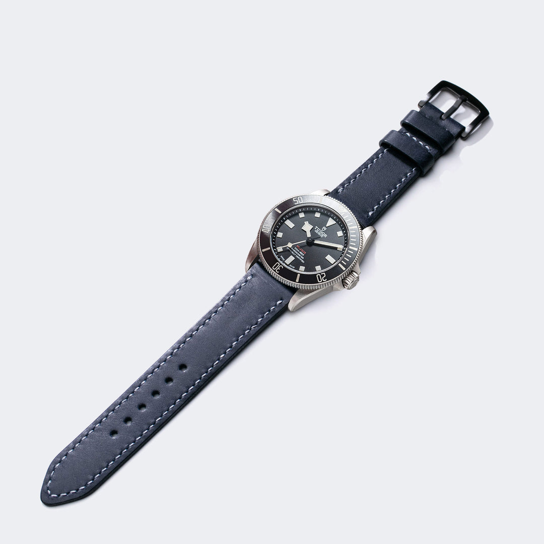 Pueblo Çift Katlı Deri Saat Kayışı - Space Blue