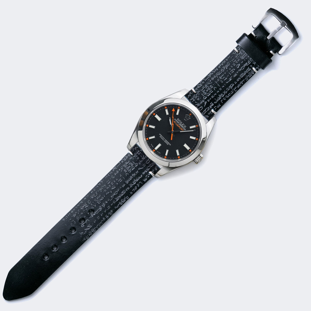 Matrix Fosforlu - Tek Kat Deri Saat Kayışı - Siyah