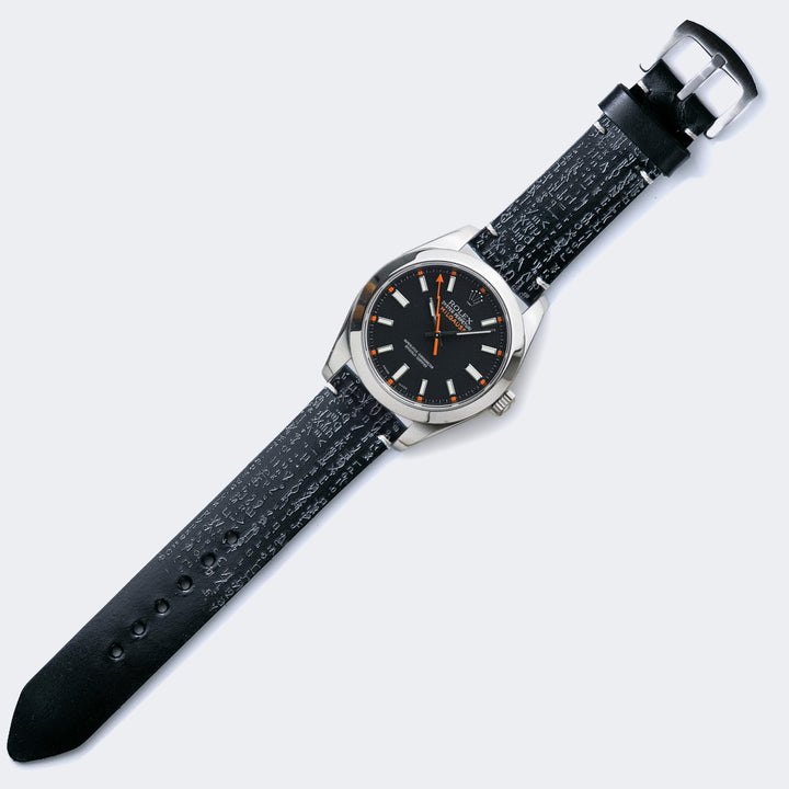 Matrix Fosforlu - Tek Kat Deri Saat Kayışı - Siyah