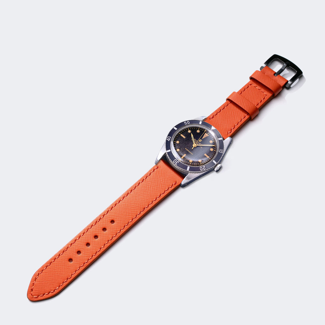 Saffiano Orange Deri Saat Kayışı