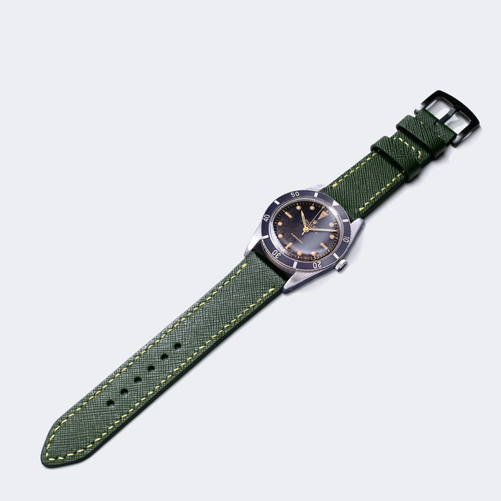 Saffiano Orman Yeşili Deri Saat Kayışı