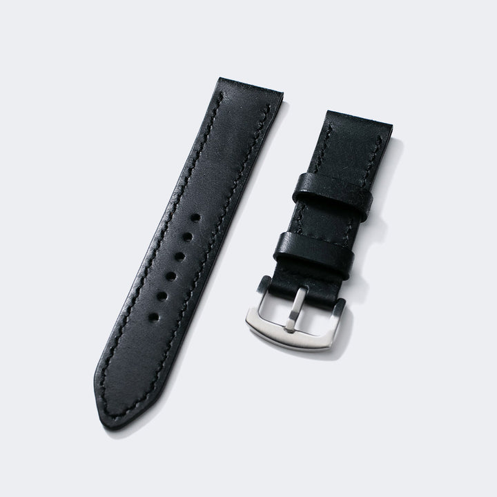 Pueblo Çift Katlı Deri Saat Kayışı - Rustic Black