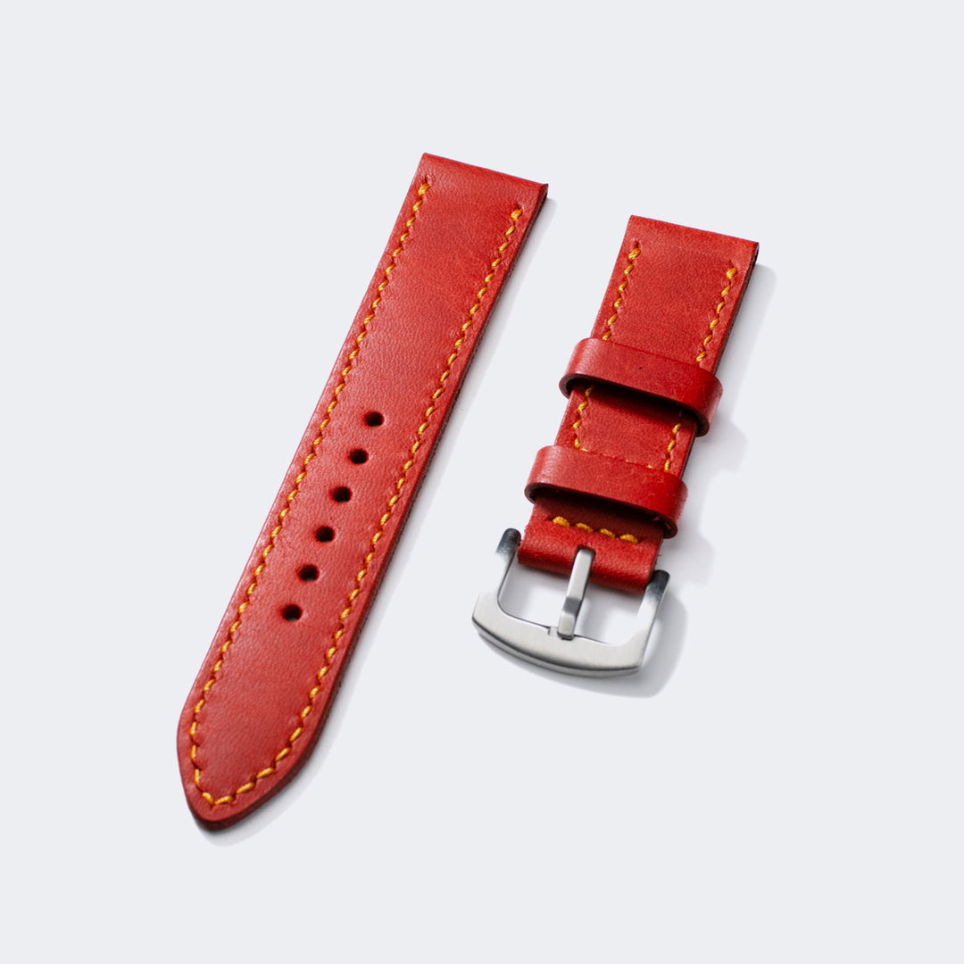 Pueblo Çift Katlı Deri Saat Kayışı - Flame Red