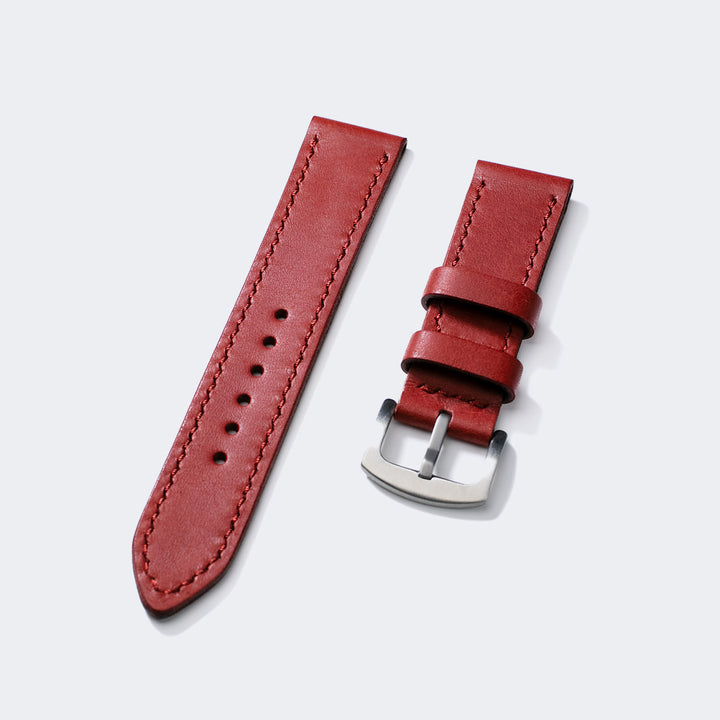 Pueblo Çift Katlı Deri Saat Kayışı - Coral Red