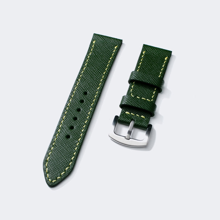 Saffiano Orman Yeşili Deri Saat Kayışı