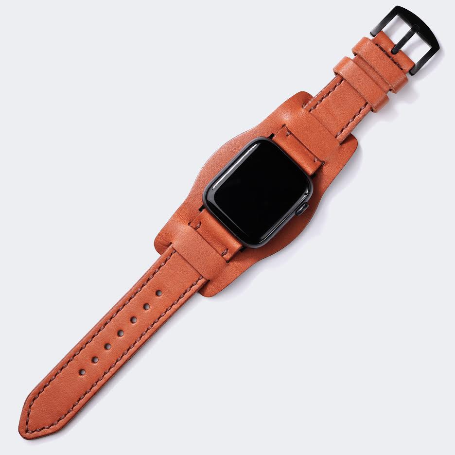 Bund Strap - Çift Kat Deri Apple Watch Saat Kayışı - Konyak - mws_apo_generated